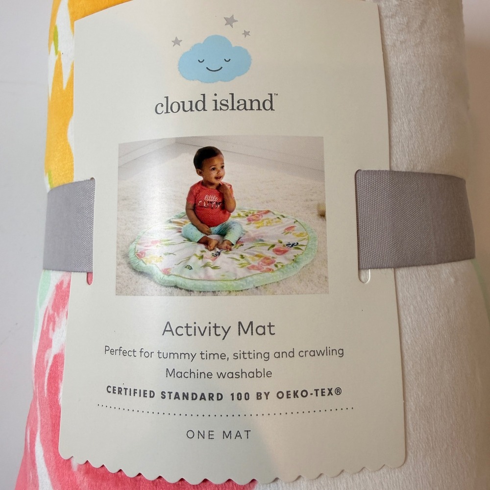 Cloud Island Baby Activity Mat Coral Floral Tummy Time Mat Round NEW